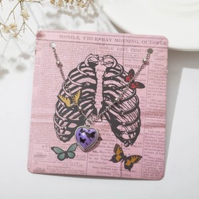Кулон на декоративной основе ′Сердце′ бабочки, цвет чёрно-фиолетовый в серебре, 40 см в Донецке