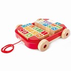 Игрушечная детская деревянная каталка-тележка с кубиками и английским алфавитом (26 кубиков)   93201 - фото 8035114