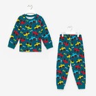 Пижама для мальчика НАЧЁС, цвет изумрудный/машинки, рост 98 см - фото 6109562