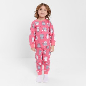 Пижама для девочки НАЧЁС, цвет розовый/кот, рост 98 см