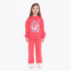 Комплект для девочки (джемпер,брюки), цвет малиновый/зайчик, рост 104 см