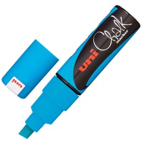 Маркер меловой UNI "Chalk", 8 мм, СИНИЙ, влагостир, для гладких поверхн, PWE-8K L.BLUE