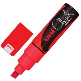 Маркер меловой UNI "Chalk", 8 мм, КРАСНЫЙ, влагостир, для гладких поверхн, PWE-8K RED