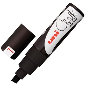 Маркер меловой UNI "Chalk", 8 мм, ЧЕРНЫЙ, влагостир, для гладких поверхн, PWE-8K BLACK