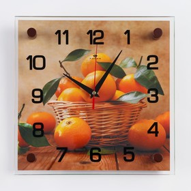 Часы настенные, серия: Кухня, "Мандарины", 25 х 25 см