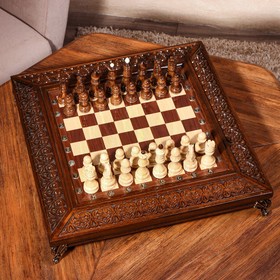Шахматы ручной работы "Премиум", на ножках, 45х45 см, массив ореха, Армения