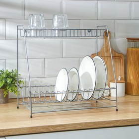 Сушилка для посуды с поддоном, 39×24×37,5 см, цвет хром