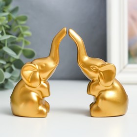 Сувенир полистоун "Два маленьких слонёнка" золото набор 2 шт 3,5х4х8,8 см