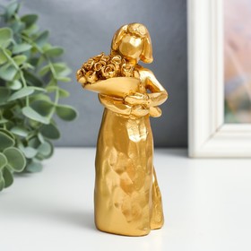 Сувенир полистоун ′Девочка с букетом роз′ золото 4х6х13 см в Донецке
