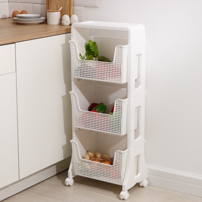 Пластиковая 3 х ярусная полка для кухни plastic rack 3 layer