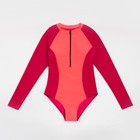 Купальник женский MINAKU с длинными рукавами цвет розовый, размер 46 - фото 802874345