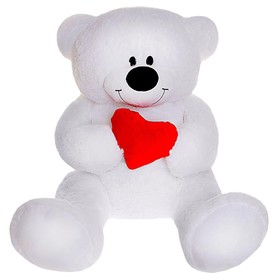 Мягкая игрушка «Мишка» с сердцем, 105 см, цвет белый