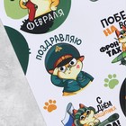 Наклейки на подарки «23 февраля», кот,  9 × 16 см (5 шт) - фото 802883937