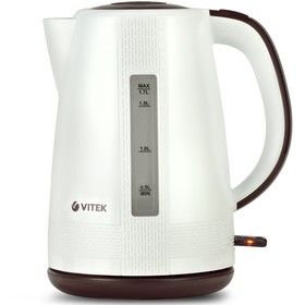 Чайник электрический Vitek VT-7055 W, пластик, 1.7 л, 2150 Вт, бело-коричневый