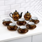 Набор "Хохлома": чашка чайная, блюдце, сахарница, чайник, высшая категория - фото 6197374