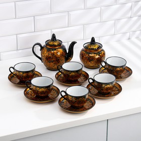 Набор "Хохлома": чашка чайная, блюдце, сахарница, чайник, высшая категория