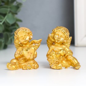Сувенир полистоун ′Ангел с сердцем′ золото МИКС 4,5х4,5х5,7 см в Донецке