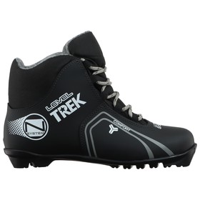 Ботинки лыжные TREK Level 4, NNN, искусственная кожа, р. 41, цвет чёрный, лого серый