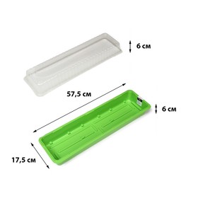 Мини-парник для рассады, 57,5 × 17,5 × 12 см, без вставок, зелёный