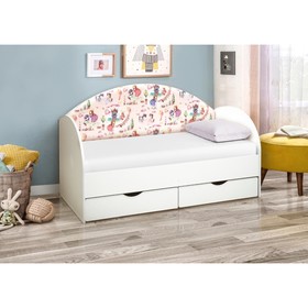 Кровать детская с мягкой спинкой «Софа №11», 800 × 1600 мм, цвет белый / принцесски