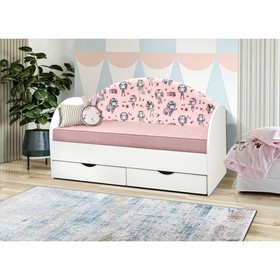 Кровать детская с мягкой спинкой «Софа №11», 800 × 1600 мм, цвет белый / девчонки