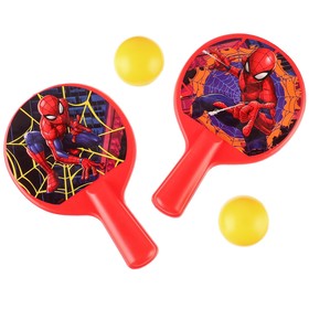 Набор игровой, ракетки 8×12 см и два мячика, Человек-паук