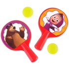 Набор игровой, ракетки 8×12 см и два мячика, Маша и медведь - фото 130493358