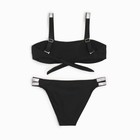 Купальник женский раздельный MINAKU со стразами цвет чёрный, размер 42 - фото 803031192