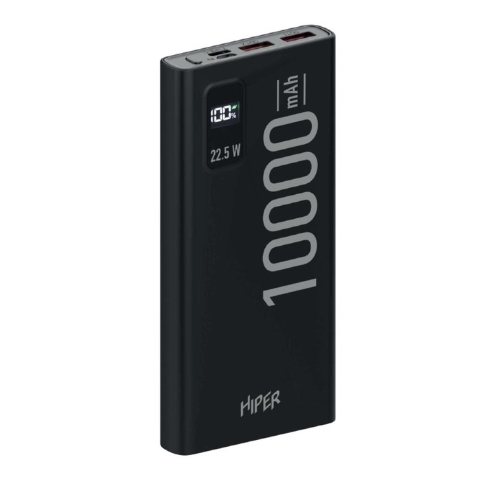 Внешний аккумулятор Hiper EP 10000, 10000 мАч, 3A, 2 USB, QC, PD, дисплей, черный - фото 7528764