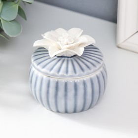 Шкатулка керамика ′Белый цветок′ голубая 7х7х6 см в Донецке