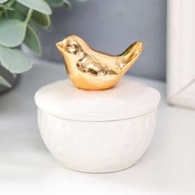 Шкатулка керамика ′Золотая птичка′ белая 6,5х6,5х7 см в Донецке