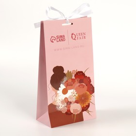 Картонный пакет «Цветы», с лентой, 25 х 13 х 7 см