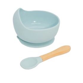 Набор посуды для детей Happy Baby, 2 предмета: миска на присоске и ложка, светло-синий