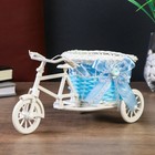 Корзинка декоративная "Велосипед с кашпо-голубая лента" 10,5х21х10 см - фото 3994480