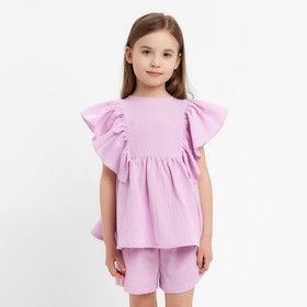 Комплект для девочки (блузка, шорты) MINAKU цвет лиловый, рост 104