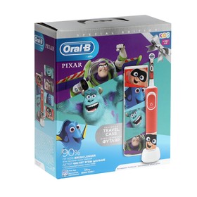Электрическая зубная щетка Oral-B Pixar. вращательная, 7600 об/мин, красная
