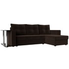 Угловой диван «Атланта лайт», правый угол, еврокнижка, микровельвет, цвет коричневый - фото 8179800