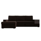 Угловой диван «Орландо», левый угол, механизм дельфин, микровельвет, цвет коричневый - фото 7089515