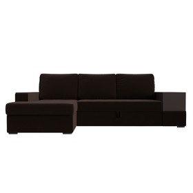 Угловой диван «Орландо», левый угол, механизм дельфин, микровельвет, цвет коричневый