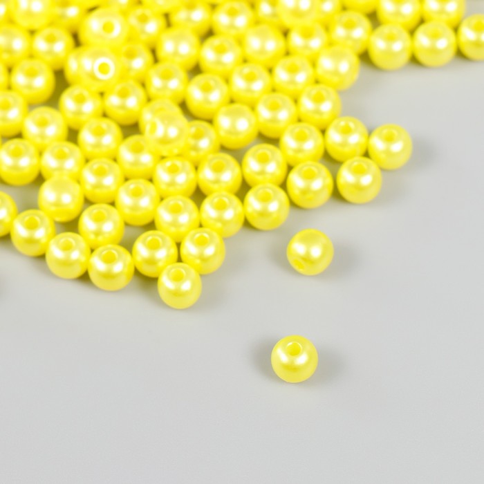 Набор бусин "Рукоделие" пластик, диаметр 6 мм, 25 гр, желтый - фото 5431542
