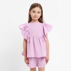 Комплект для девочки (блузка, шорты) MINAKU цвет лиловый, рост 134 - фото 6498538