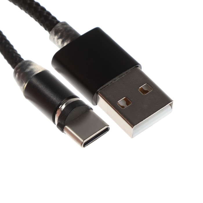 Кабель Eltronic AF-310, Type-C - USB, магнитный, 1 м, текстильная оплетка, черный - фото 5441383