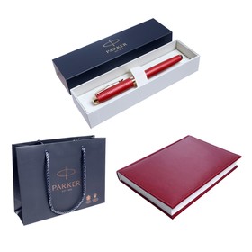 ПОДАРОЧНЫЙ набор Parker: ручка перьевая 2143650 + Ежедневник датированный 2023, бордовый (7609079) + ПОДАРОЧНЫЙ ПАКЕТ