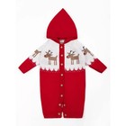 Комбинезон вязаный, детский капюшоном Pure Love Christmas Deer, рост 62 см, цвет красный - фото 5452817