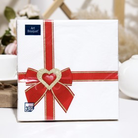 Салфетки бумажные Арт букет "Подарок с Любовью", 3 слоя,33x33, 20 листов