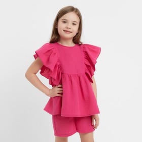 Комплект для девочки (блузка, шорты) MINAKU цвет фуксия, рост 110