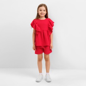 Комплект для девочки (блузка, шорты) MINAKU цвет красный, рост 128