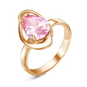 Кольцо "Капля", розовое золочение, цвет розовый, 16,5 размер