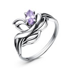 Кольцо "Лоза", посеребрение с оксидированием, цвет фиолетовый, 18,5 размер - фото 7115909