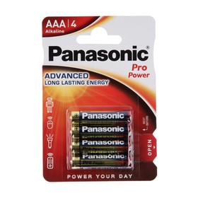 Батарейка алкалиновая Panasonic PRO Power, AAA, LR03-4BL, 1.5В, блистер, 4 шт.
